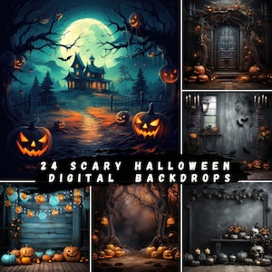 Halloween Digital Backdrop Scary Halloween Background Spooky Custom photo Prop for Photographers Trick or Treat kids Halloween Scary Photo