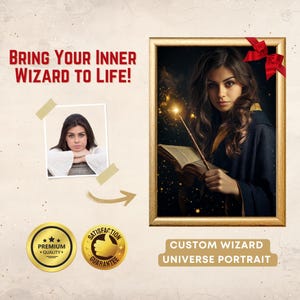 Wizard Portrait from Photo Custom Teen Magician Portrait Personalized Wizard Universe Portrait Unique Gift Idea for girl or boy