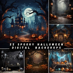 Halloween Digital Backdrop Halloween Background Pumpkin Party Custom Photo Spooky Overlay For Photography Trick or Treat Party Prop