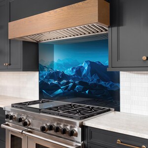 Pollygon Mountains Kitchen Splashback – Heat Resistant, Toughened Glass