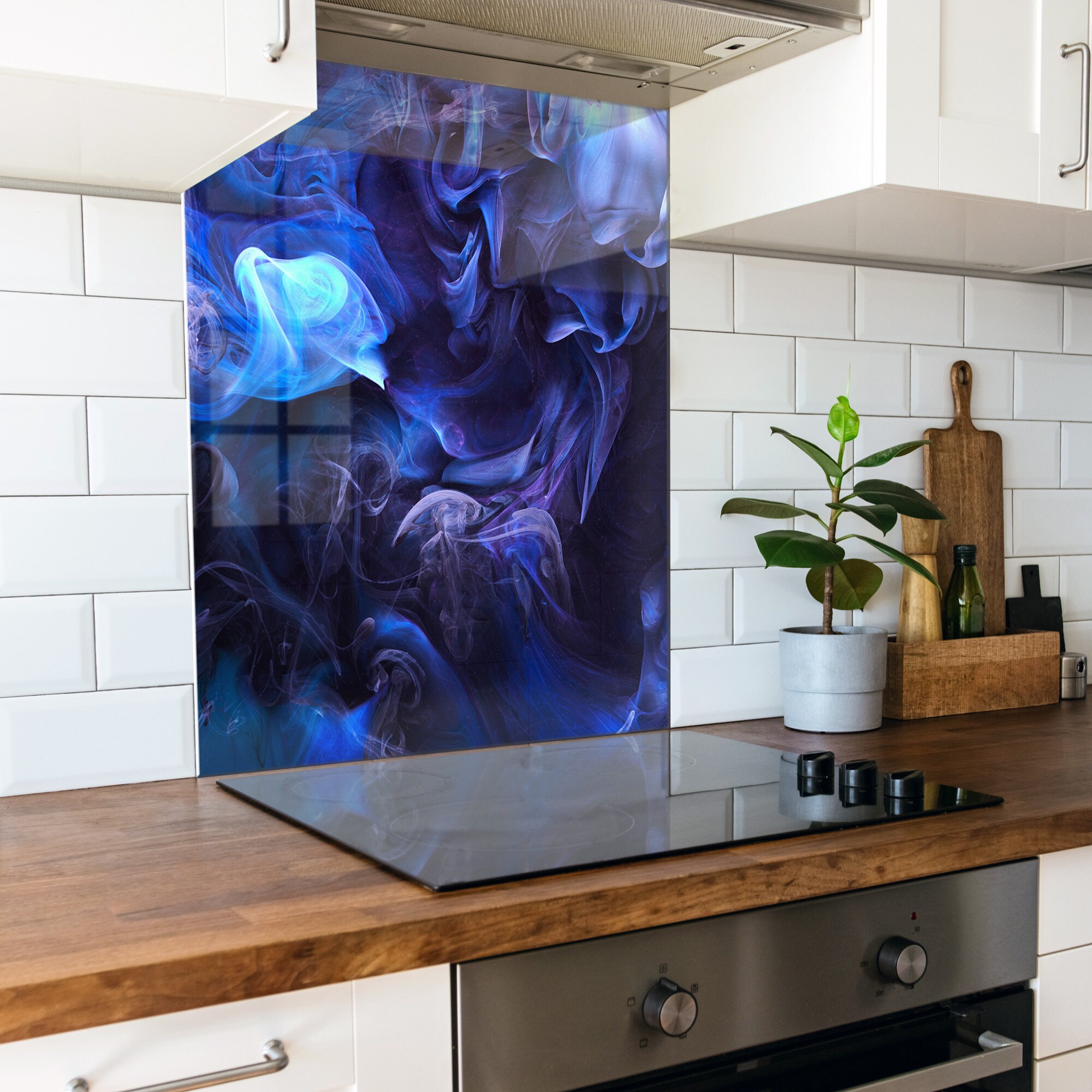 Blue Smoke Glass Kitchen Splashback - Heat Resistant, Cooker Panel - Etsy