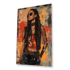 Graffiti Woman Glass Wall Art, HD Digital Print, Modern Home Decor