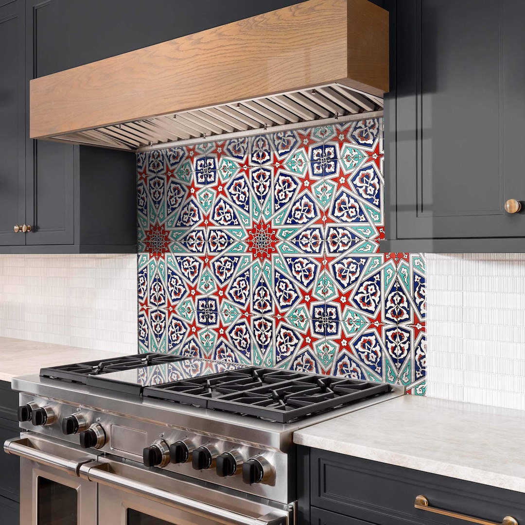 Mosaic Pattern Glass Kitchen Splashback – Heat Resistant Cooker Panel ...