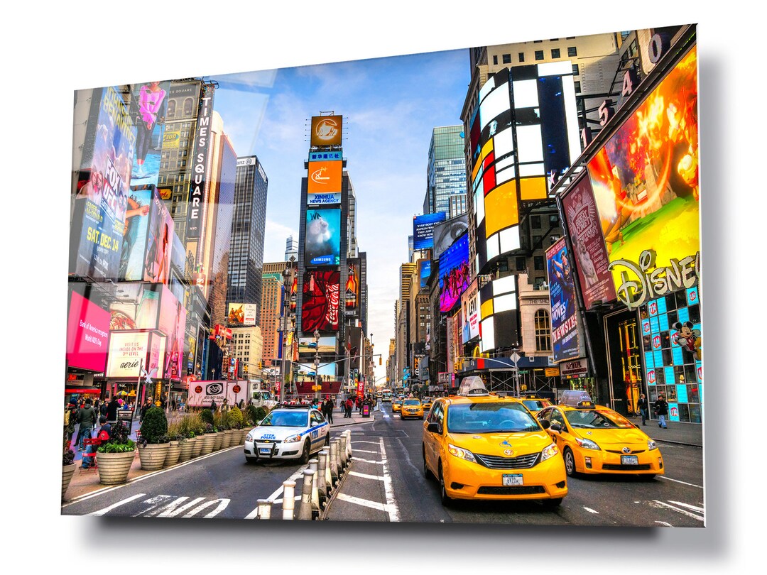 Times Square New York City Glass Wall Art, HD Digital Print on Glass