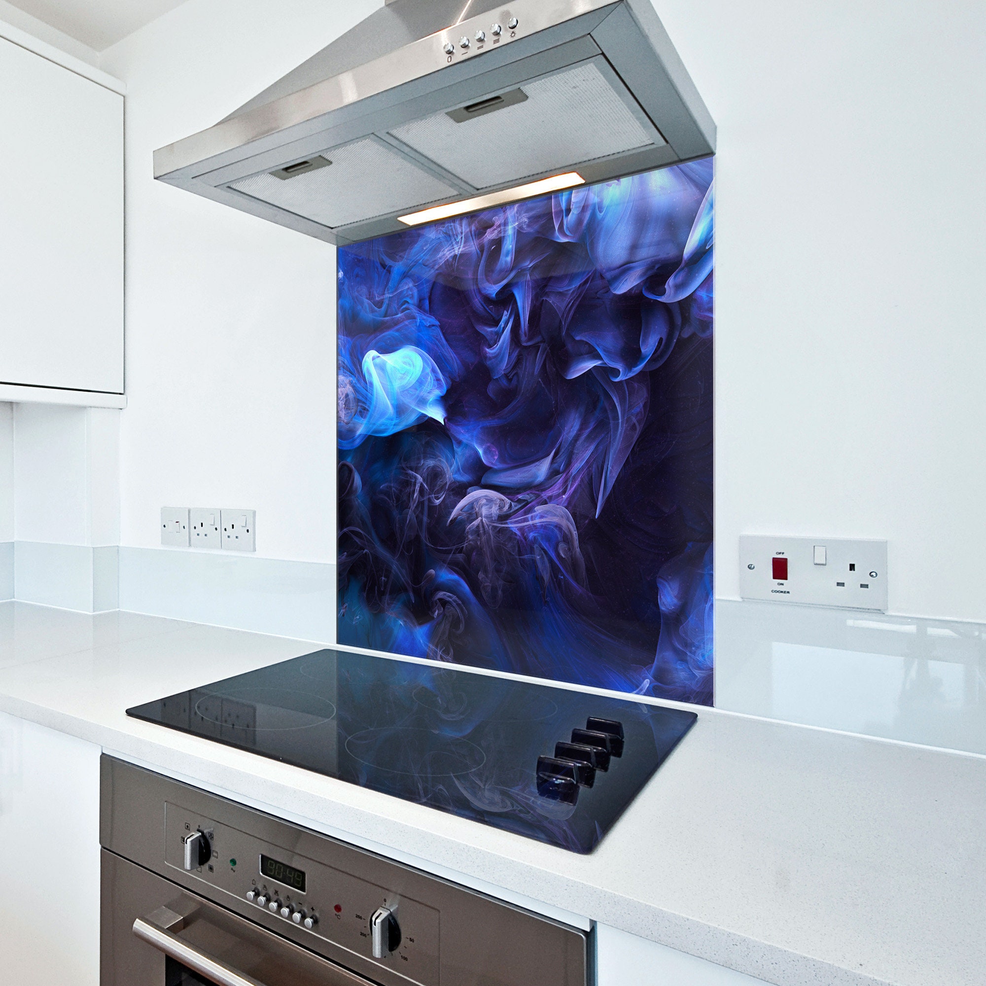 Blue Smoke Glass Kitchen Splashback - Heat Resistant, Cooker Panel - Etsy