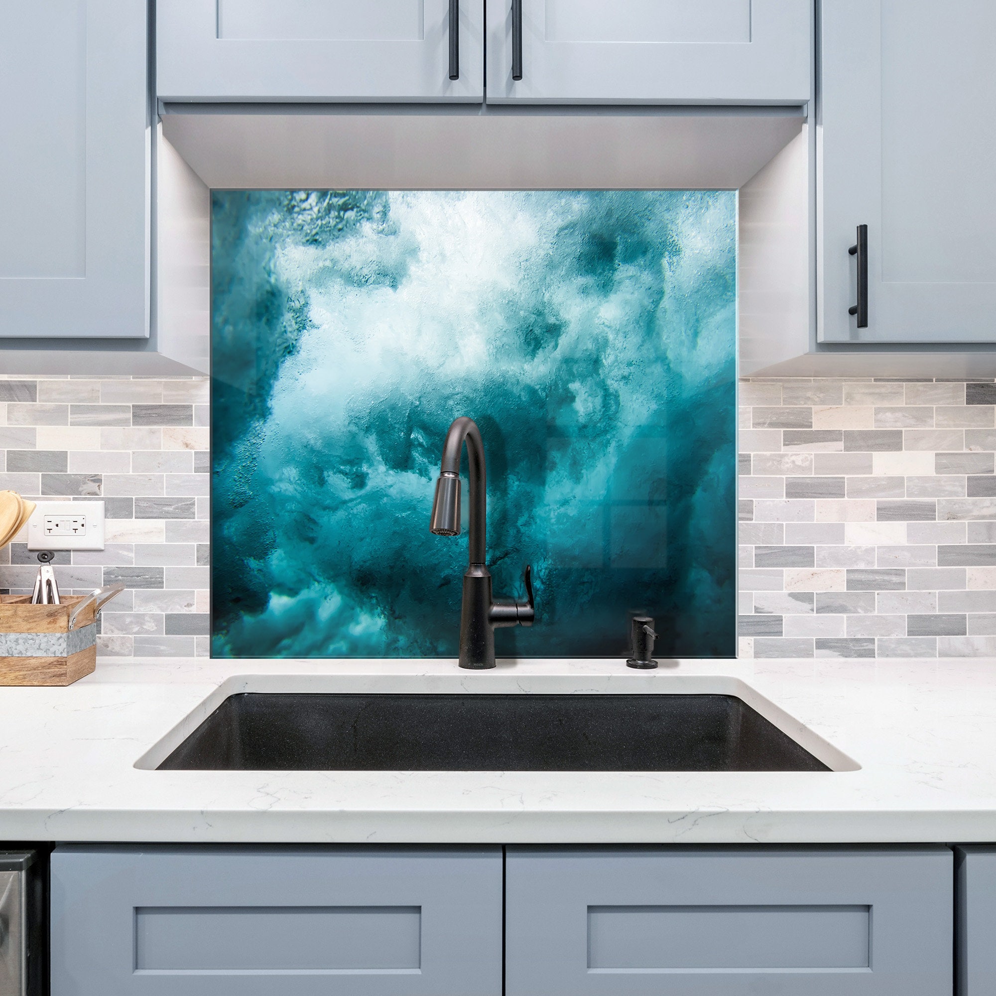 Blue Cloud Glass Kitchen Splashback – Heat Resistant Cooker Panel - Etsy UK