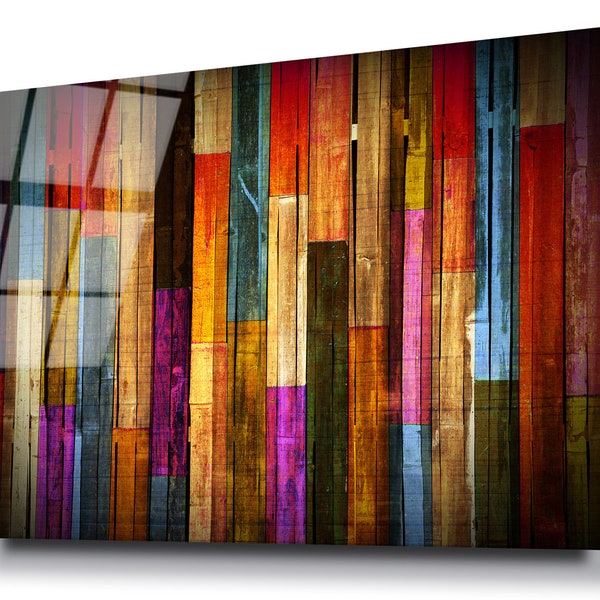 Painted Wood glass wall art, HD digital print on glass poster wall hanging, Eye catching wall décor, Canvas alternative