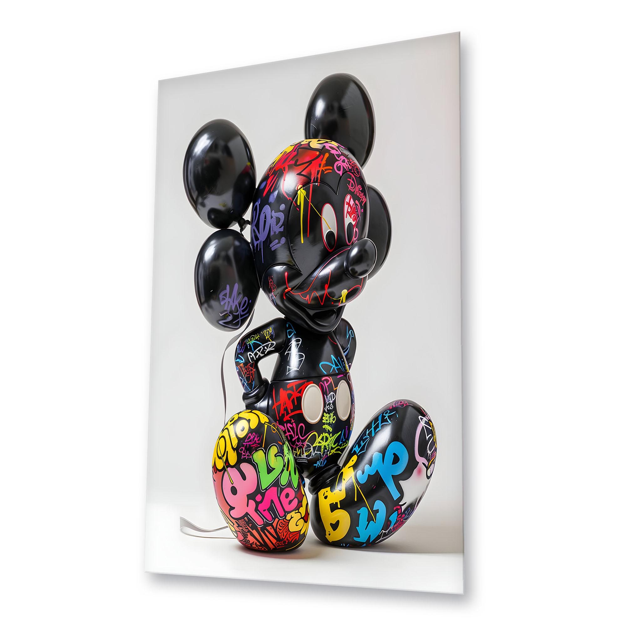 Kaws Mickey Mouse Glass Wall Art, HD UV Print, Modern Home Decor