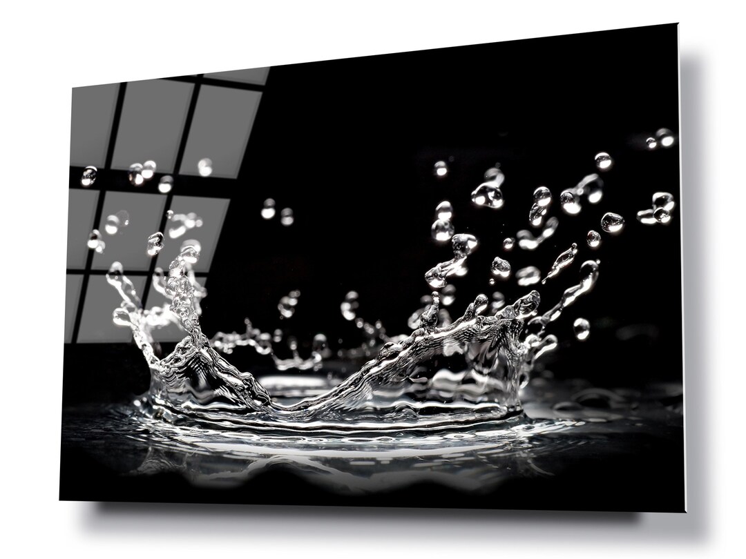 Water Splash Glass Wall Art Print HD Digital Print on Glass Etsy