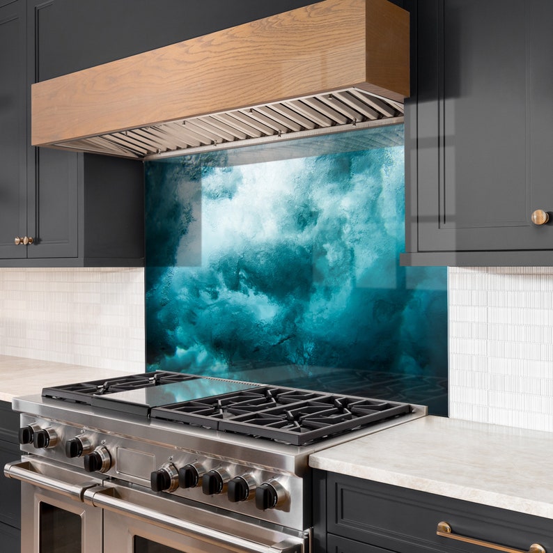 Blue Cloud Glass Kitchen Splashback – Heat Resistant Cooker Panel - Etsy UK