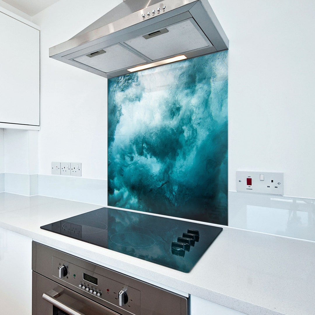 Blue Cloud Glass Kitchen Splashback – Heat Resistant Cooker Panel - Etsy UK