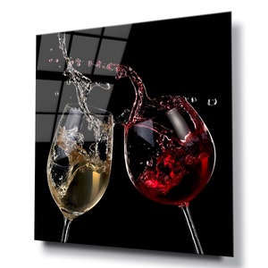 Wine Splash Glass Wall Art, Modern Kitchen Decor