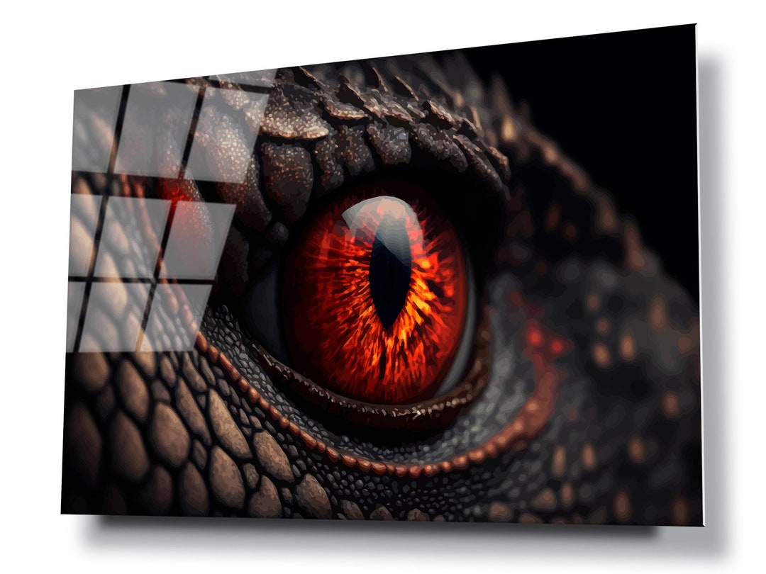 Fantasy Dragon Eye Glass Wall Art, HD Digital Print on Glass Poster ...