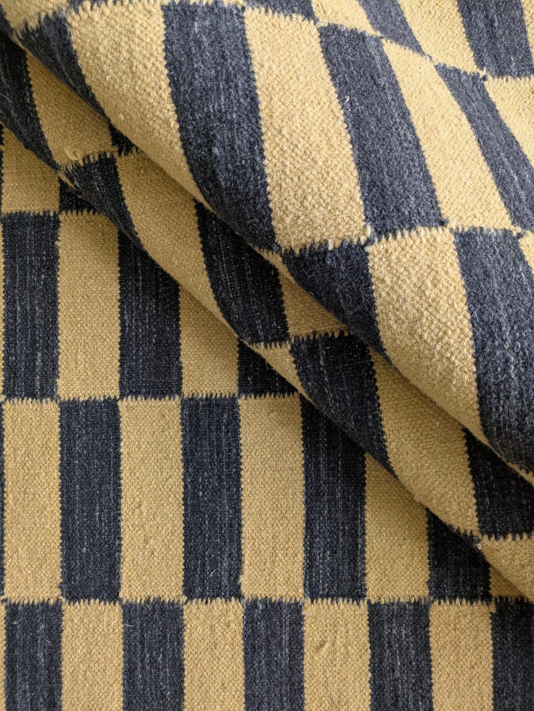 Handwoven Wool Check Rug: Modern Abstract Flatweave Statement Piece - Etsy