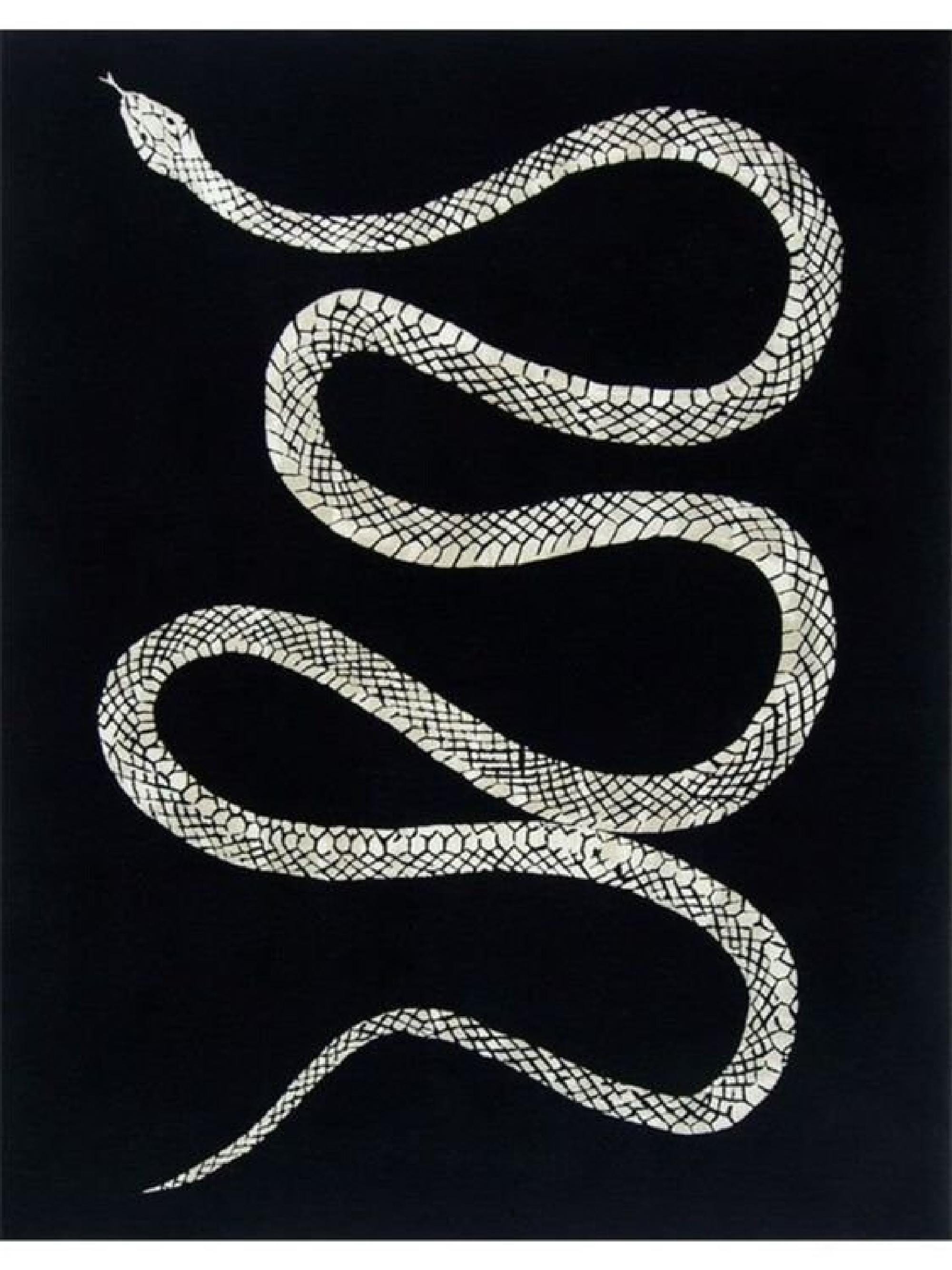 Whitesnake Rug Hand-tufted Wool Snake Rug: Black & White Art Deco, 9x12 - Etsy