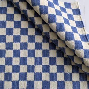 Blue Checkered Rug for Living Room: Flatweave Statement 5x7 6x8 9x12 Rug