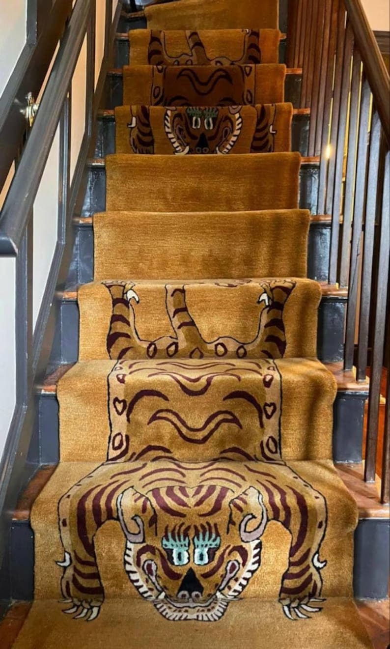 Tiger Runner Rug, Gold Wool, Modern Hand-tufted Design - Etsy