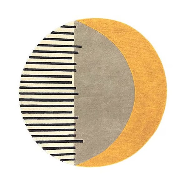 Yellow Round Hand Tufted Carpet Modern Wool Rug 9ft Area Rug Wool Rug 8ft Round 100% woolen carpet for gift and home decor, Yellow Round Rug