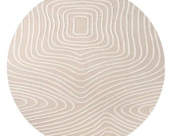 Tapis rond en laine tufté à la main : tapis de salon moderne beige