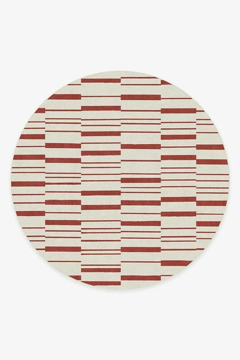Round Rug Striped Circular Rug 100% Wool Rug Hand Tufted Rug Area Rug ...