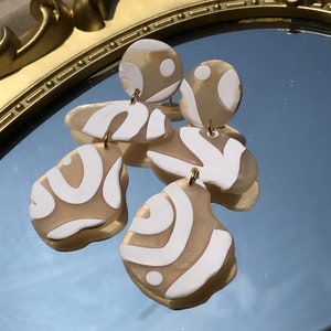 Summer Babes | Tan Begie White Modern Minimalist Abstract Boho Clay Earrings