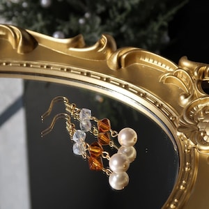 Pendiente colgante de perlas de cristal marrón acogedor con cuentas