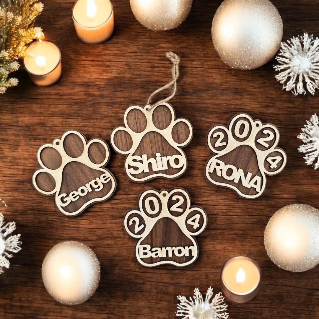 Wooden Dog Ornament With Name Dog Ornaments Christmas Decor Pet Decor