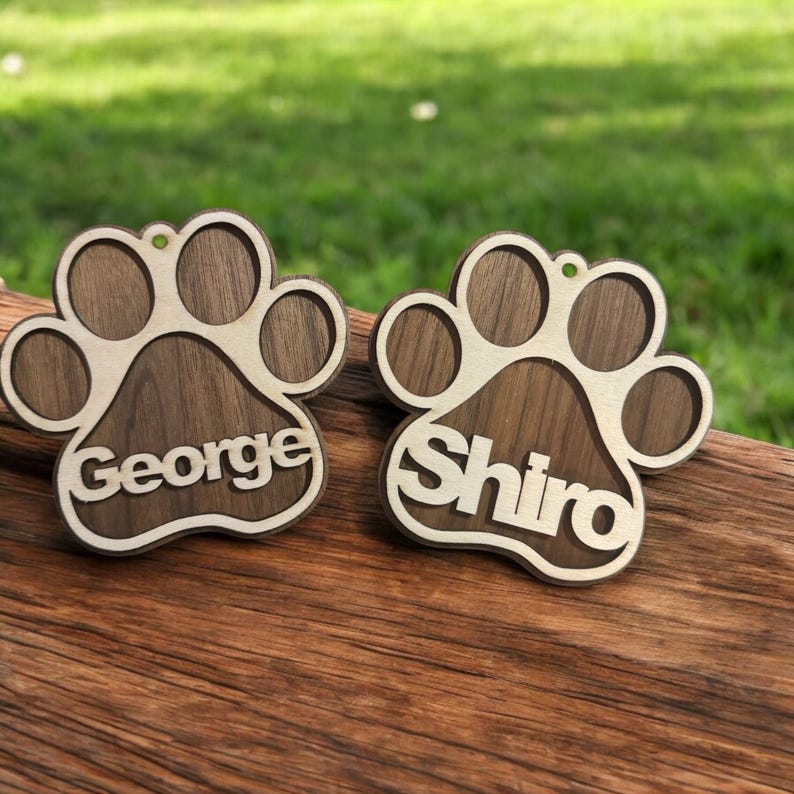 Wooden Dog Ornament With Name Dog Ornaments Christmas Decor Pet Decor