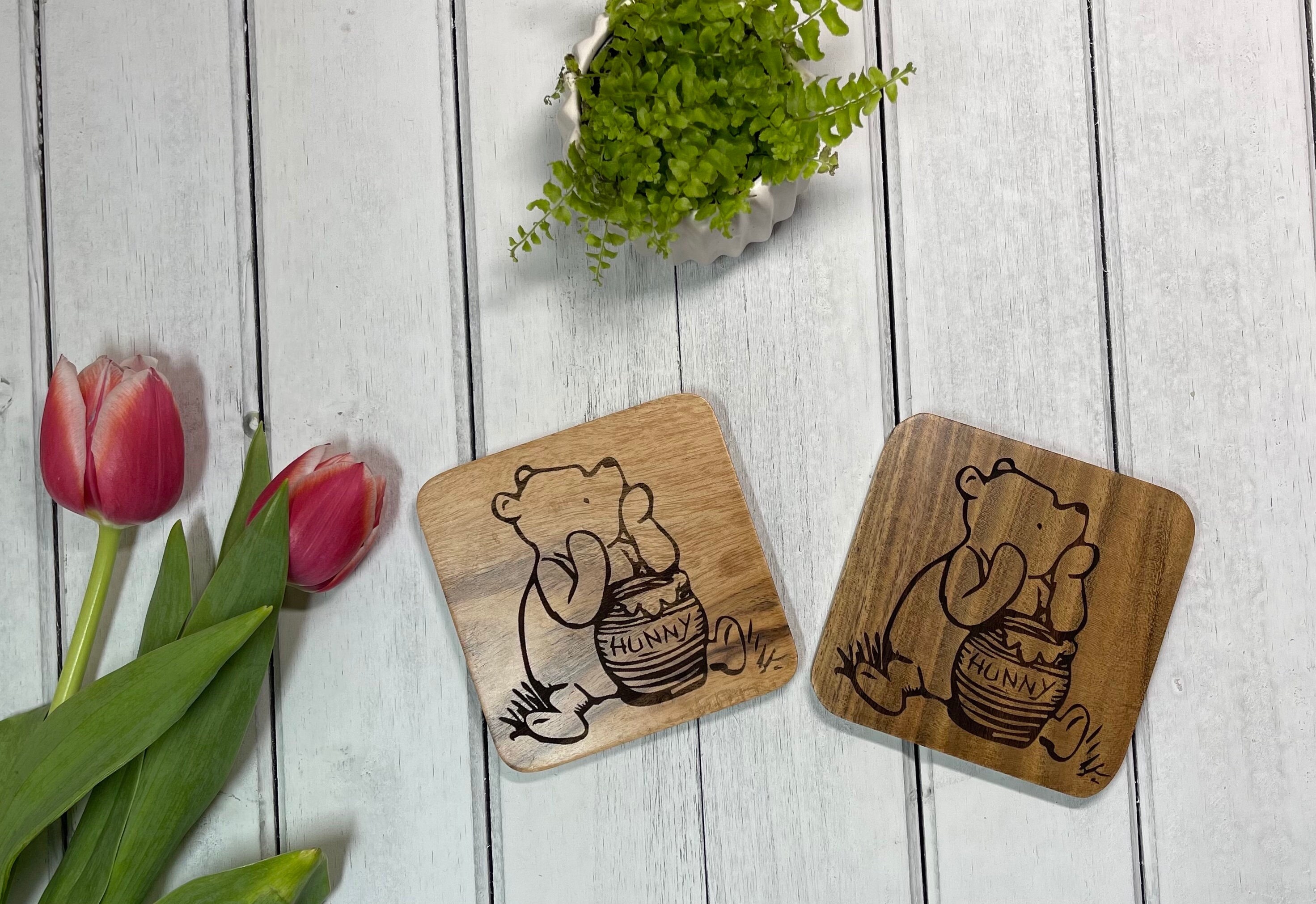 Lavaux Designs Acacia Wood Coasters Set of 6 | Square Wooden Coasters for  Home and Office Decor, Heat Resistant Drink Coasters for Coffee Table 