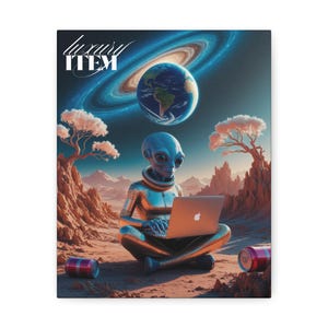 Futuristic Alien Art Canvas | Space Decor, Wall Art, Home Office, Unique Gifts, Sci-Fi Enthusiasts