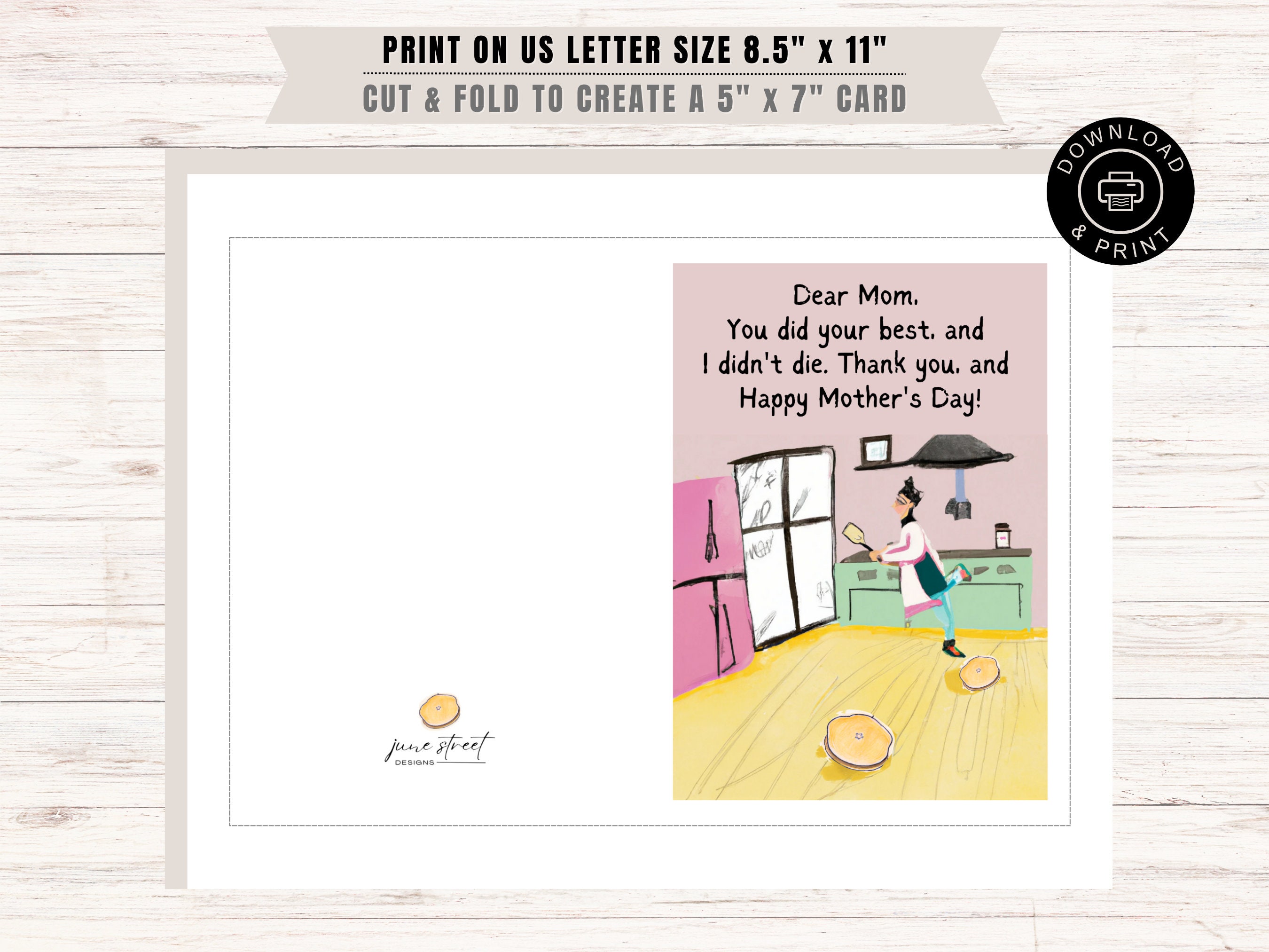 Funny Happy Mothers Day Printable Card Digital Mothers Day Card Instant ...