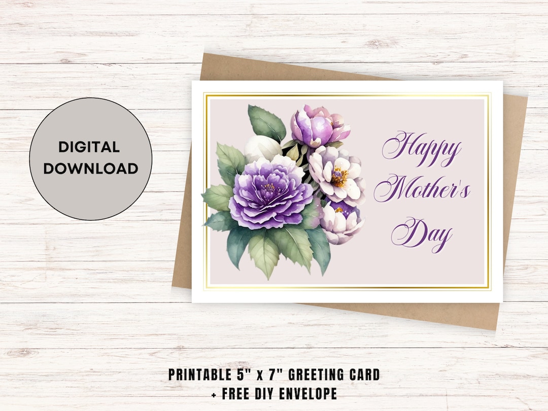 Happy Mothers Day Printable Card Digital Mothers Day Card Instant ...
