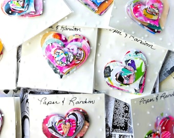 Hand-Painted Paper Punch Hearts | 40 Pieces | 4 Styles | Original Art
