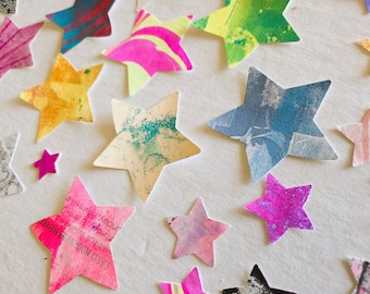 Hand-Painted Stars | Paper Punched | 40 Pieces | 3 Sizes | Original Art