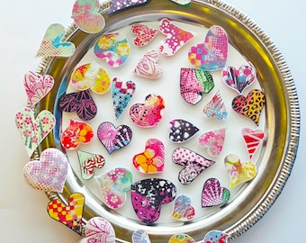 OOAK Handmade Heart Magnets | Rainbow Grunge | Neodymium | Set of 4