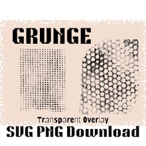 Peut inclure: Éléments de design graphique de style grunge avec un motif noir et blanc. Le texte "GRUNGE" est en haut de l'image. Le texte "Transparent Overlay" est sous les éléments graphiques. Le texte "SVG PNG Download" est en bas de l'image.