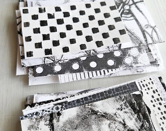 Monochrome Grunge Hand-Painted Papers | 20+ Original Pieces | Up to 5x4"