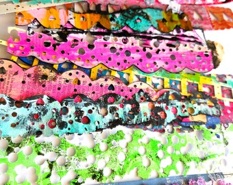 Paper Grunge Lace & Edge Strips+ | Hand-Painted | Hand-Cut | Up to 7.5"