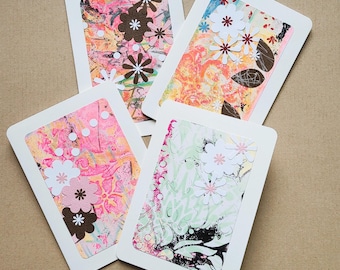 4-pack ArtCards―OOAK Original Abstract Artwork―Blank Inside