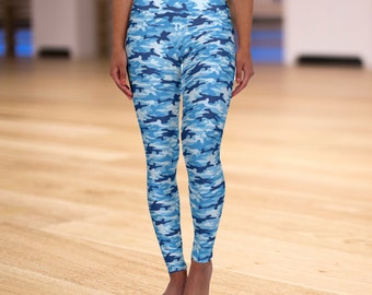 Blue Camo Leggings Military Yoga Pants Girls Camo Leggings Gift for Her Gift for Mom Sport Yoga Pants Gift for Girlfriend Birthday Gift