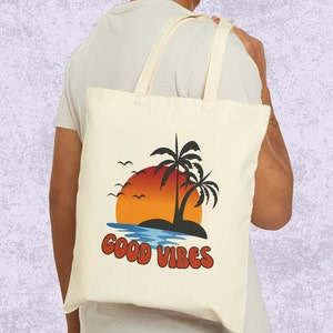 Good Vibes Tote Bag Geschenk für Sie Geschenk für Mama Geschenk für Schwester Geschenk für Freund Strandtasche Geburtstagsgeschenk Partytasche