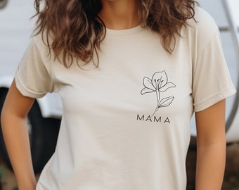 Floral Mama Shirt Motherhood Shirt Modern Mama Shirt New Mom Shirt Mama Appliques Shirt Gift for Nana Popular Mother's Day Gift for Her