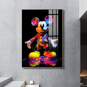 Mickey Mouse Modern Art Digital Illustration, Mickey Mouse Cartoon Pop Art Work | Digital Download | Wall Art | printable