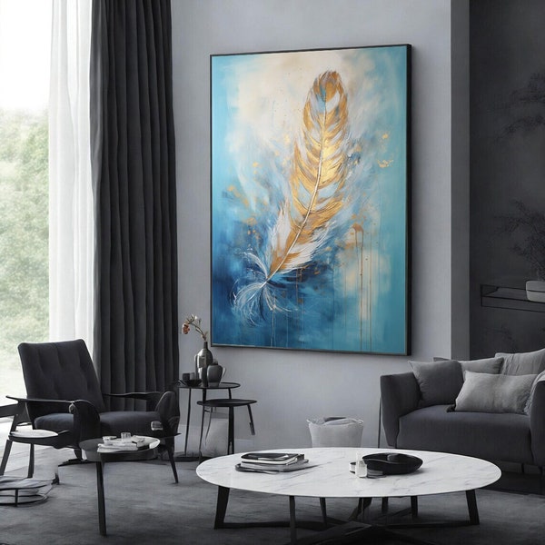 Wall Art Canvas Painting Abstract Feather Posters and Prints Pictures for Living Room Modern Cuadros Home Decoration