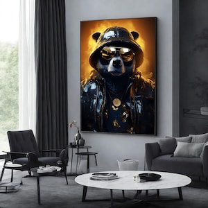 Gangster Teddy Bear Wall Art, Printable Digital Download, Colorful Bear Wall Decor, Modern Art Print, Street Pop Art, Urban Graffiti Poster