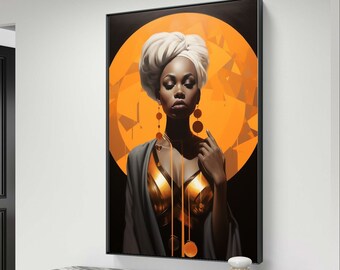 抽象的な女性の肖像画アート（印刷可能）：モダンな室内装飾（デジタル