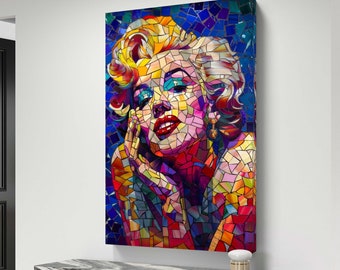 マリリン・モンロー モザイクアート マリリン・モンローのアートプリント：カラフルなモザイクポートレート