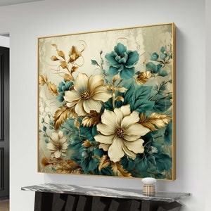 gold flower  luxury art printable, Download, luxury gold flower  wall art prints, bedroom white flower wall decor printable art