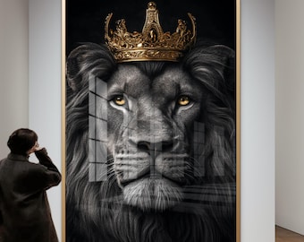 Majestic Lion with Crown | King of the Jungle Art | Lion Royalty Digital Download