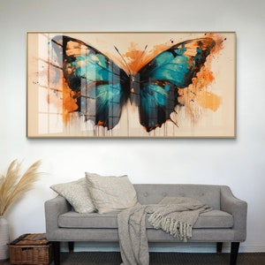 Vibrant Butterfly Abstract Art | Colorful Textured Wall Art | Modern Butterfly Canvas Print | Digital download.